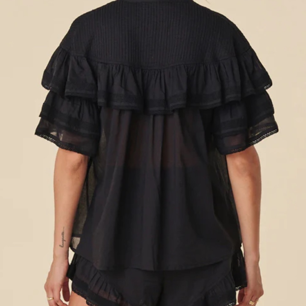 NWT Spell Dove Lace 💯Organic Cotton Blouse in Midnight size medium - Picture 4 of 14